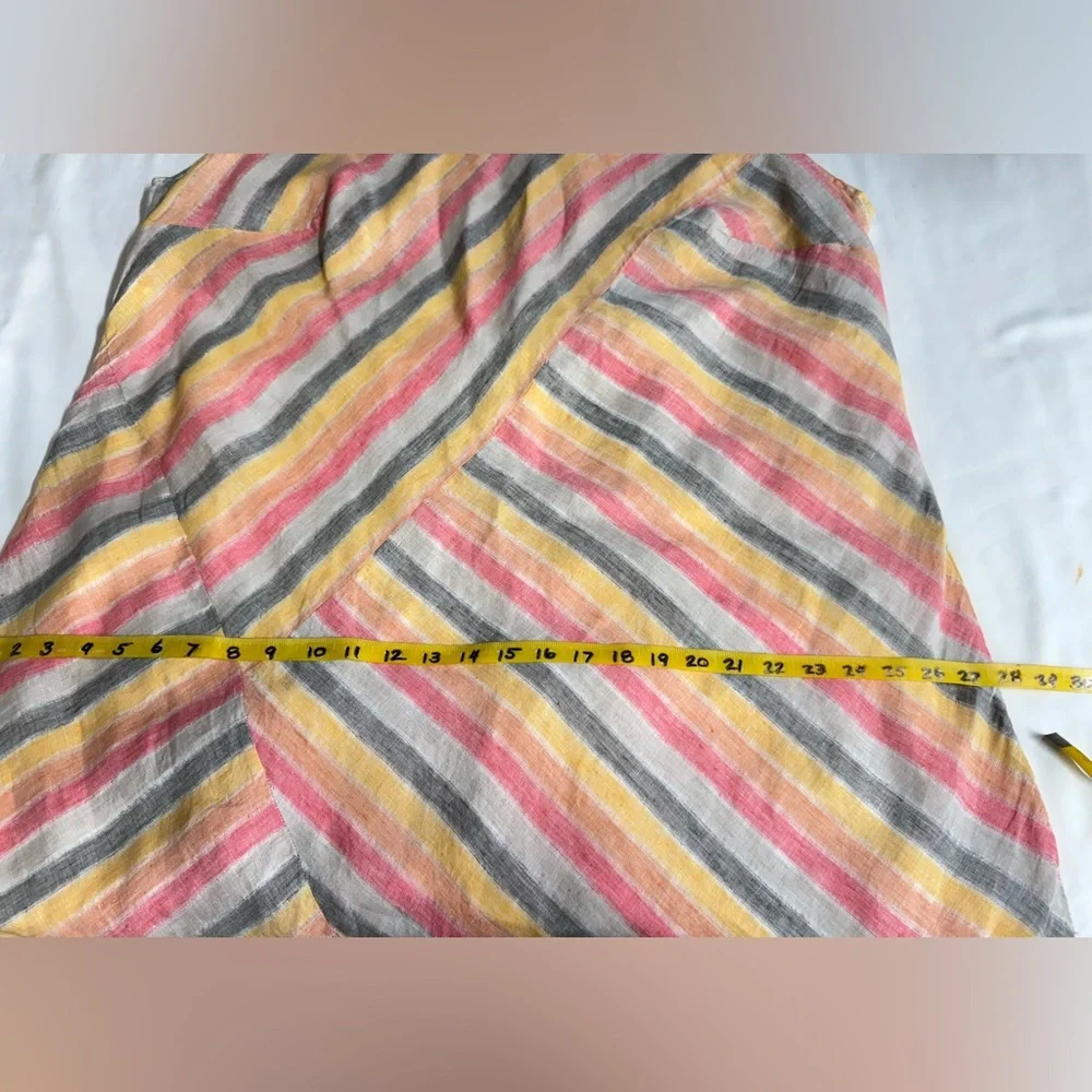 PURE JILL Pink, gray & yellow Linen sleeveless V neck maxi sundress size 3X - Picture 15 of 16